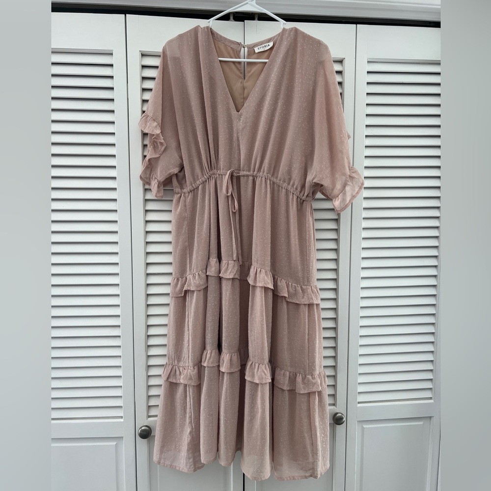 Rose Pink midi dress STORIA brand Size Small.